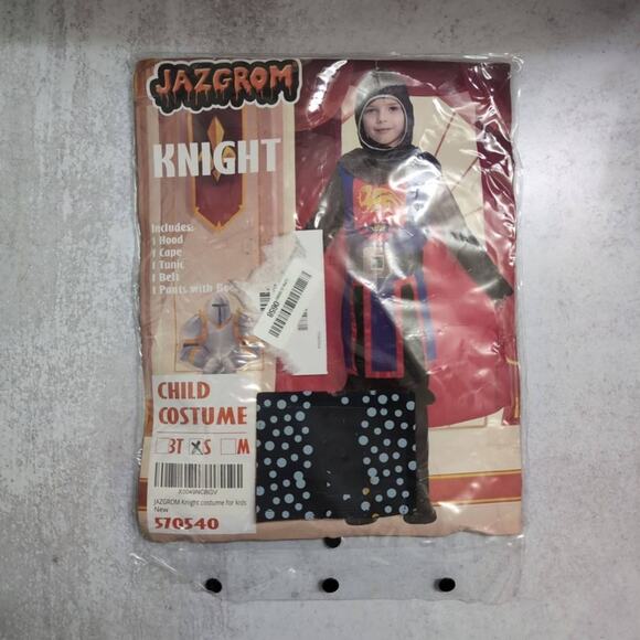 Jazgrom Other - JAZGROM Kids Blue Knight Costume Hood Cape Tunic Belt Pants Medieval S